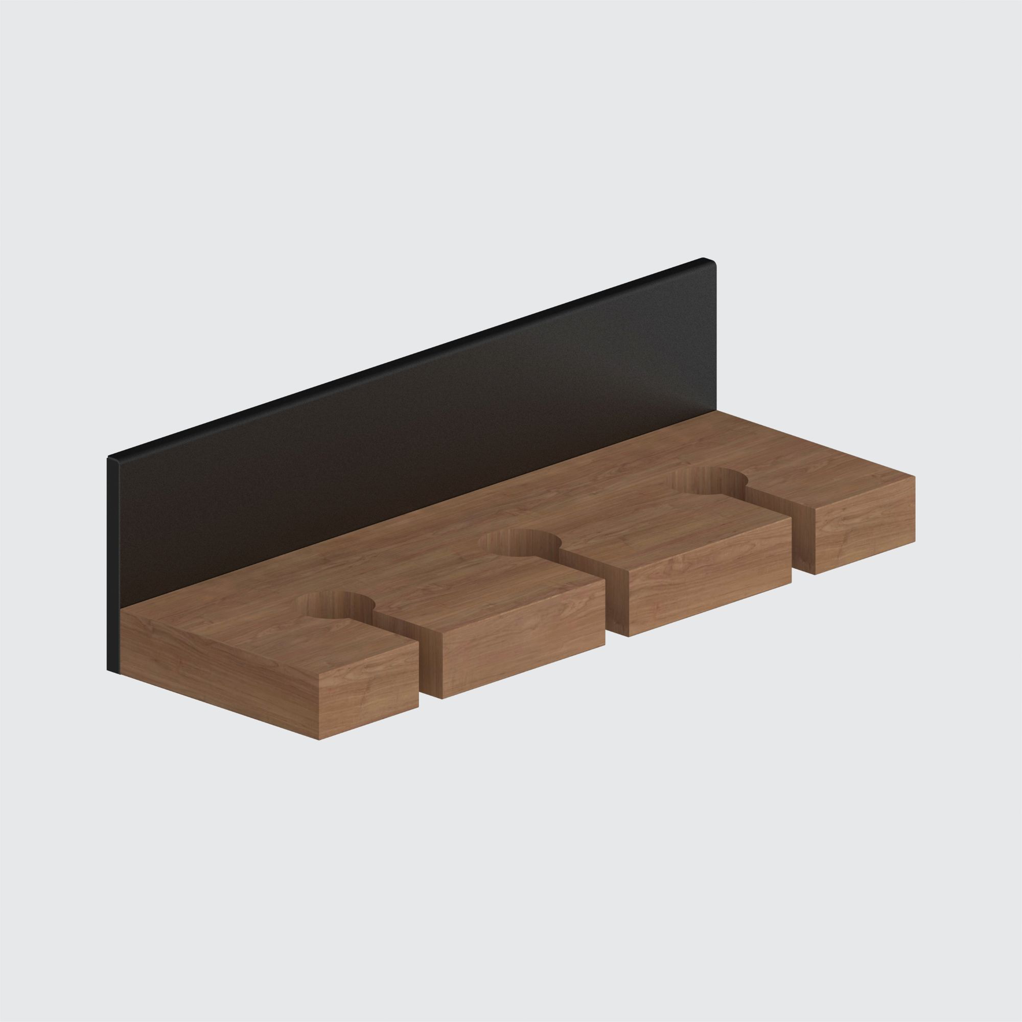 Magnetischer Weinglashalter aus Holz mit schwarzer Rückwand für bis zu drei Weingläser