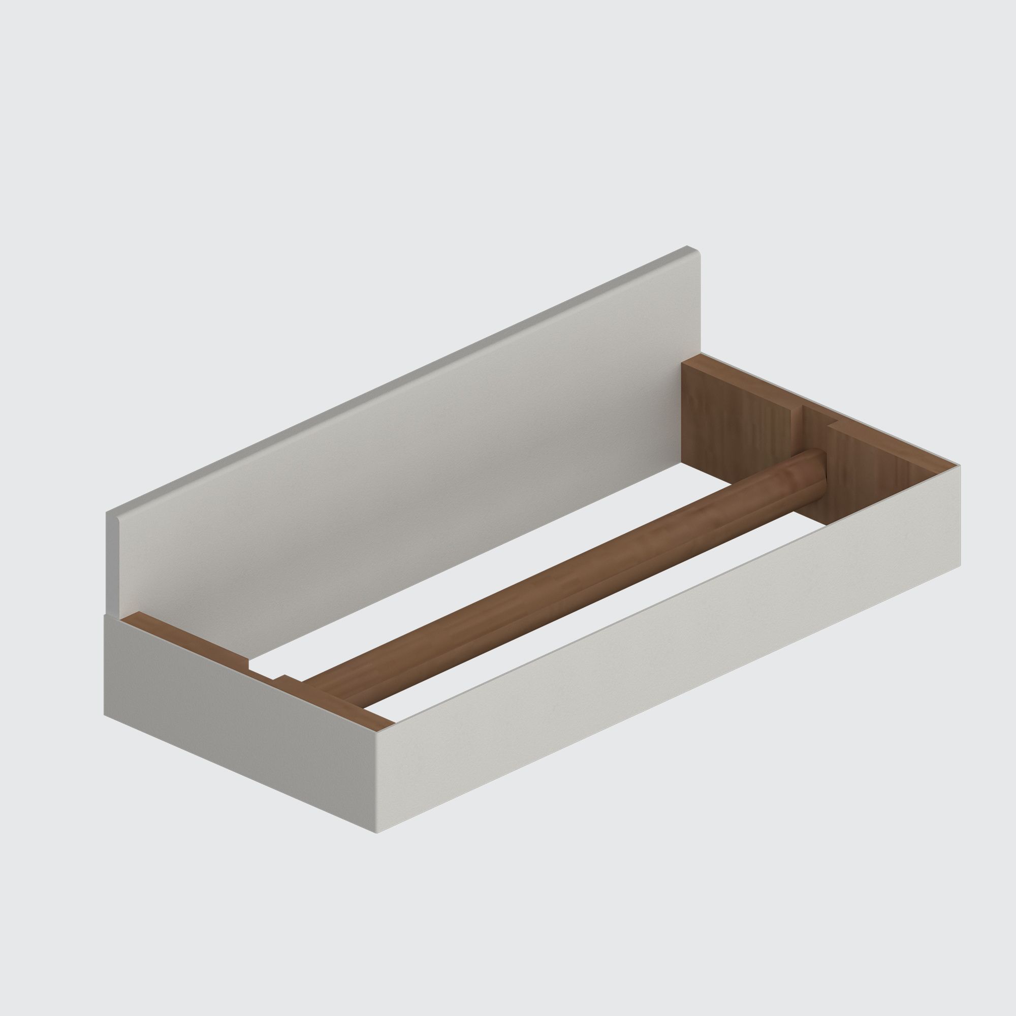 Magnetischer Küchenrollenhalter in Weiss mit Holzelement für die Küchenrückwand